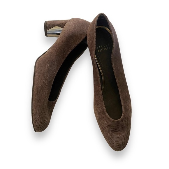 Stuart Weitzman Solar Goosebump Pump Size 10 Brown Taupe Textured Heels - Picture 2 of 7